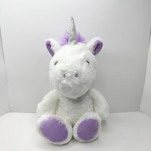Destination Holiday 15" White Purple Unicorn Plush Stuffed Animal Silver Horn
